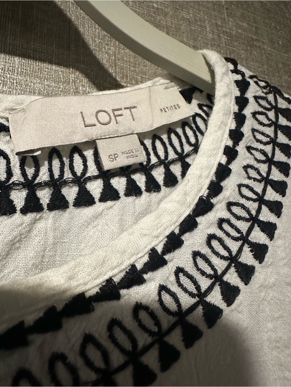 LOFT White Peplum Tunic with Black Embroidered Trim - Picture 3 of 4
